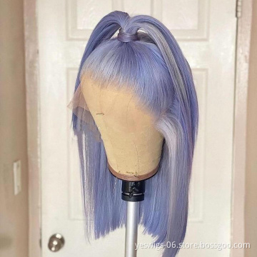 Yeswigs Pink Red Grey 613 Honey Blonde Short Bob Wig Cuticle Aligned virgin Human Hair Straight Lace Front Wigs For Black Women
